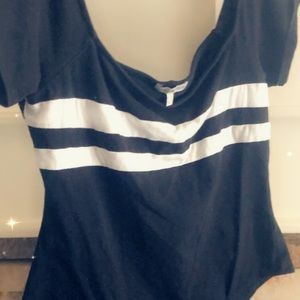 Cute off shoulder black and white leotard